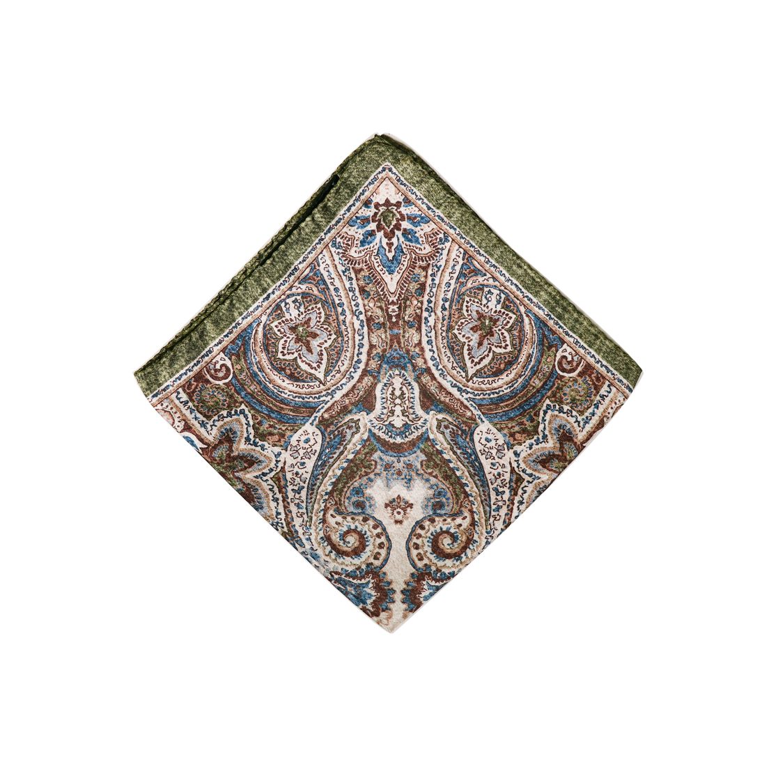 Silk Pocket Square - Green Paisley - Image 2