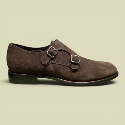 Charcoal Calf Suede Double Monkstrap Shoe