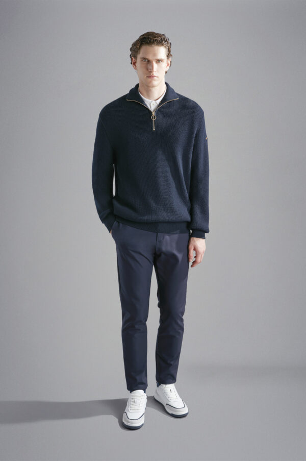 Paul & Shark Navy Wool Zip Turtleneck - Image 4