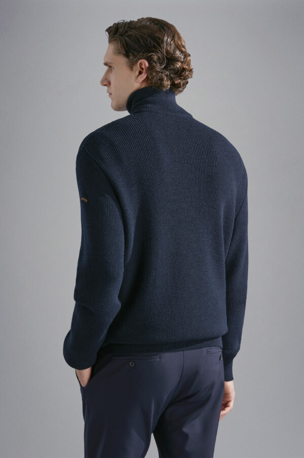Paul & Shark Navy Wool Zip Turtleneck - Image 3