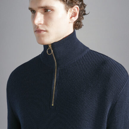 Paul & Shark Navy Wool Zip Turtleneck