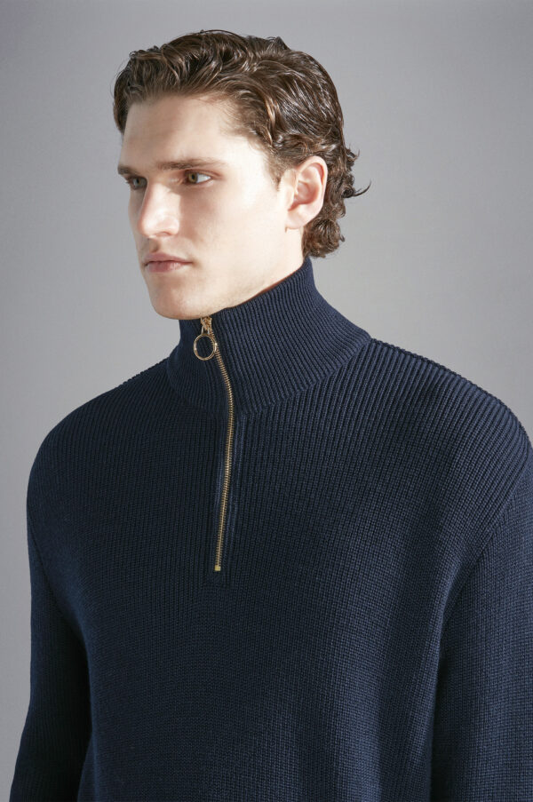Paul & Shark Navy Wool Zip Turtleneck