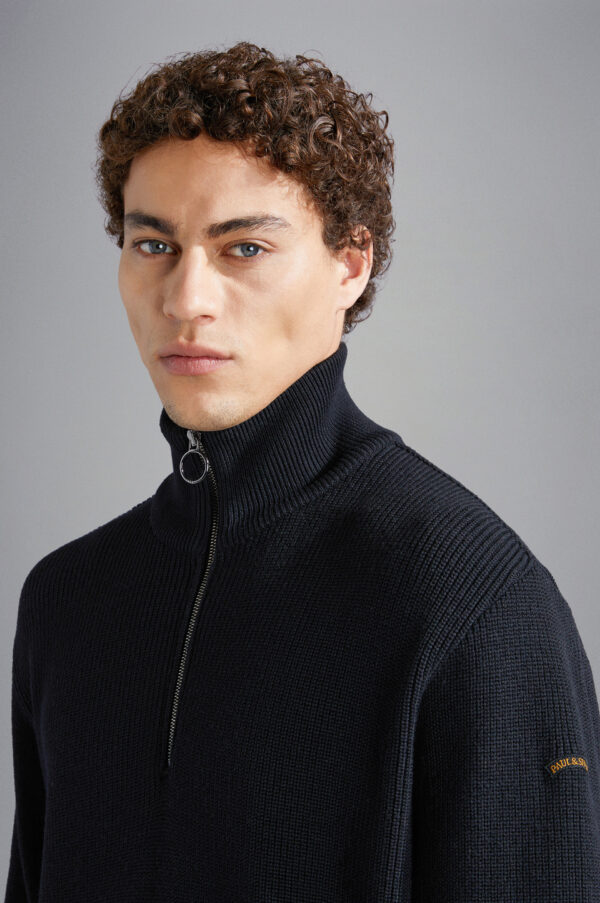 Paul & Shark Black Wool Zip Turtleneck