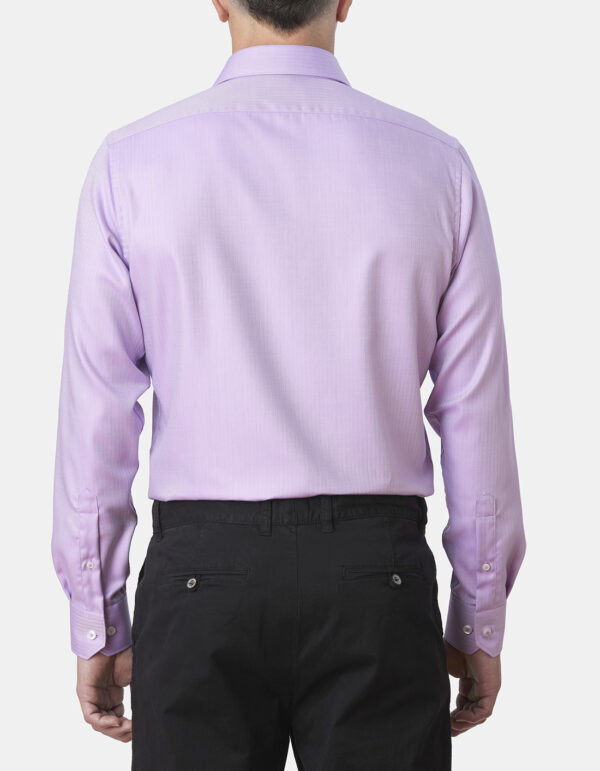 Abelard Slim Fit Pink Herringbone Business Shirt - Image 4