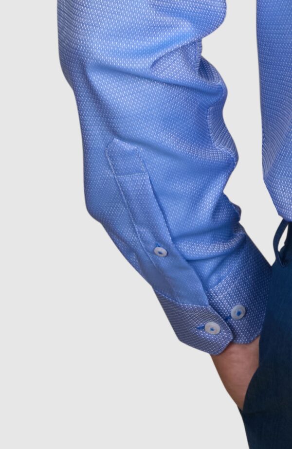 Abelard Textured Blue Classic Fit Business Shirt - Image 4