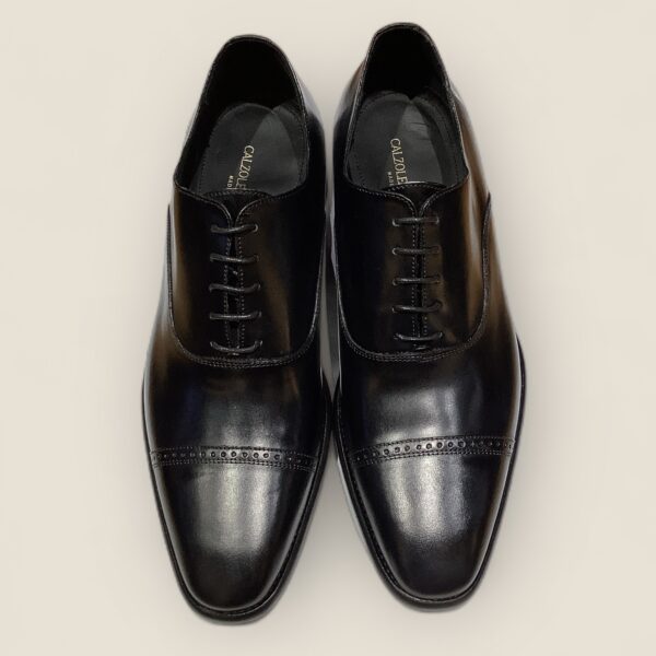 Black Calf Leather Toe Cap Oxford Shoe - Image 2