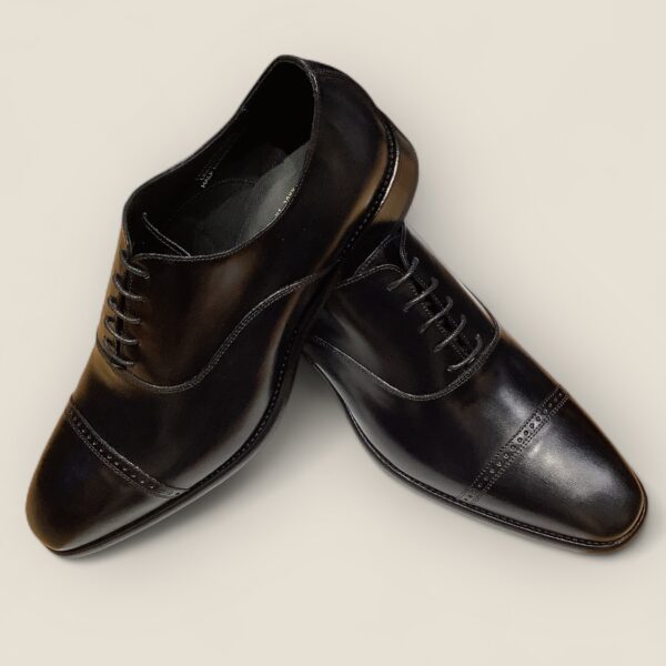 Black Calf Leather Toe Cap Oxford Shoe - Image 3