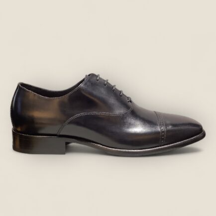 Black Calf Leather Toe Cap Oxford Shoe