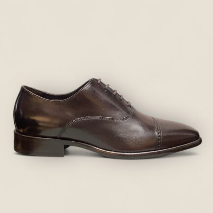 Dark Brown Calf Leather Toe Cap Oxford Shoe