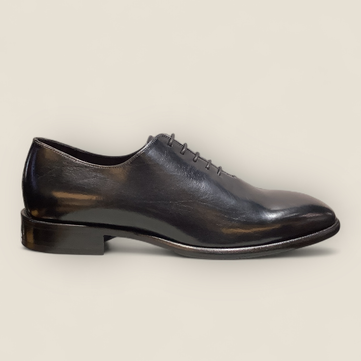 Black Calf Leather Whole Cut Shoe