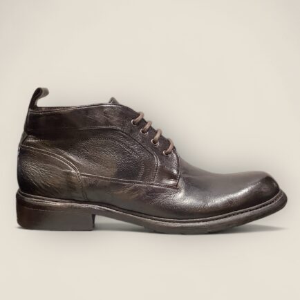 Dark Brown Dip Dyed Leather Lace Up Ankle Boot