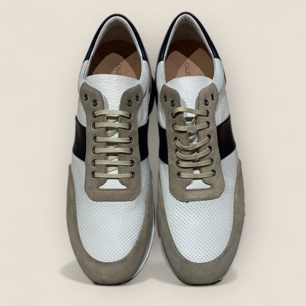 3 Colour Calf Leather ‘Runner’ Sneaker - Image 2