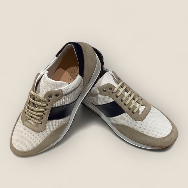 3 Colour Calf Leather ‘Runner’ Sneaker - Image 3