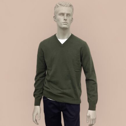 FLY3 Olive Pure Cashmere V Neck Sweater