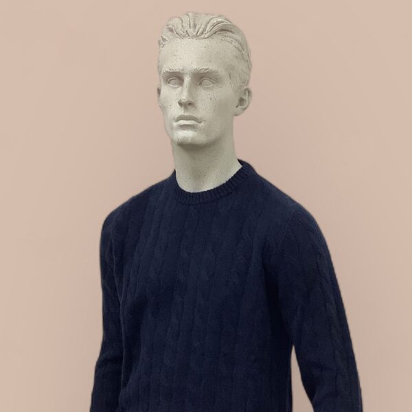FLY3 Navy Pure Cashmere Cable Knit Sweater - Image 2
