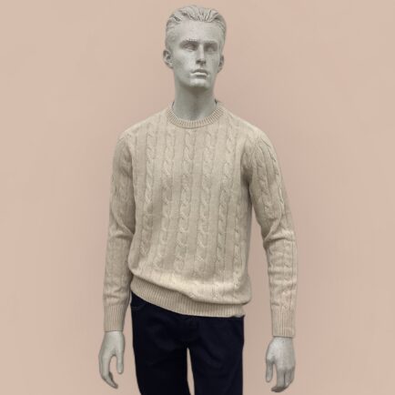 FLY3 Sand Pure Cashmere Cable Knit Sweater