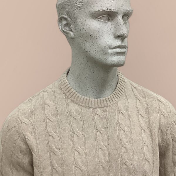 FLY3 Sand Pure Cashmere Cable Knit Sweater - Image 3