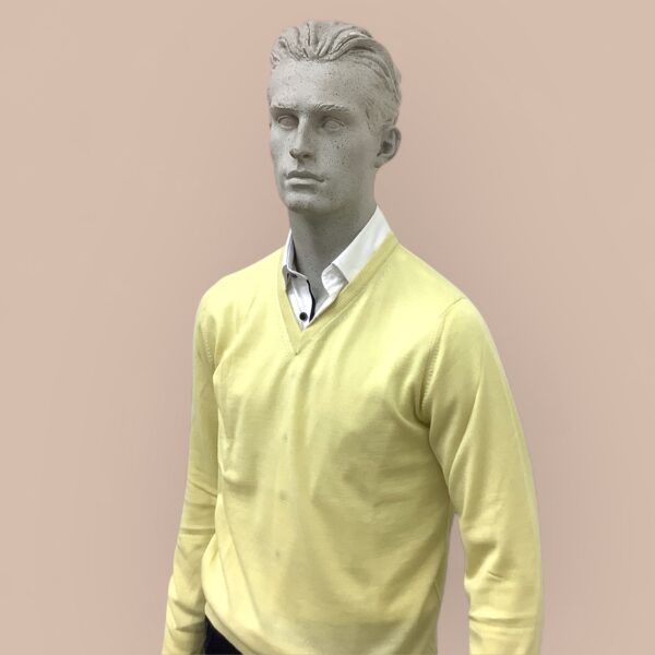 FLY3 Yellow Wool V Neck Sweater - Image 2