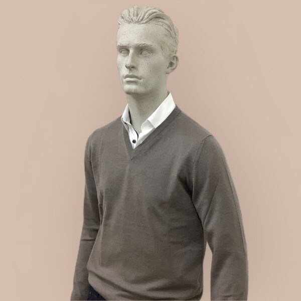 FLY3 Taupe Wool V Neck Sweater - Image 2