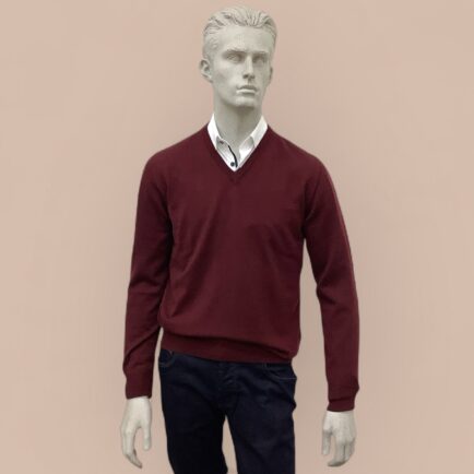 FLY3 Burgundy Wool V Neck Sweater