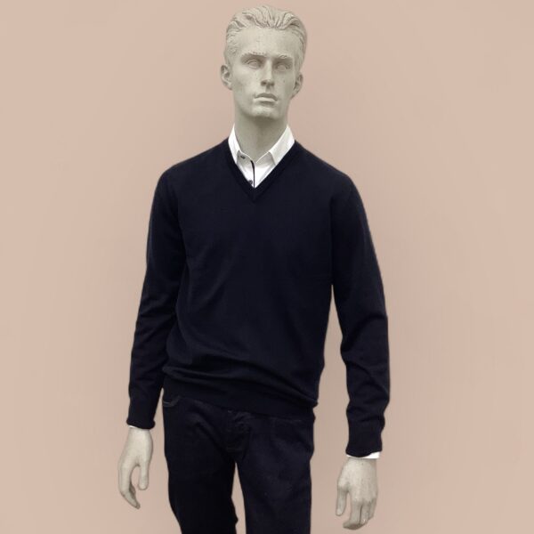 FLY3 Navy Wool V Neck Sweater