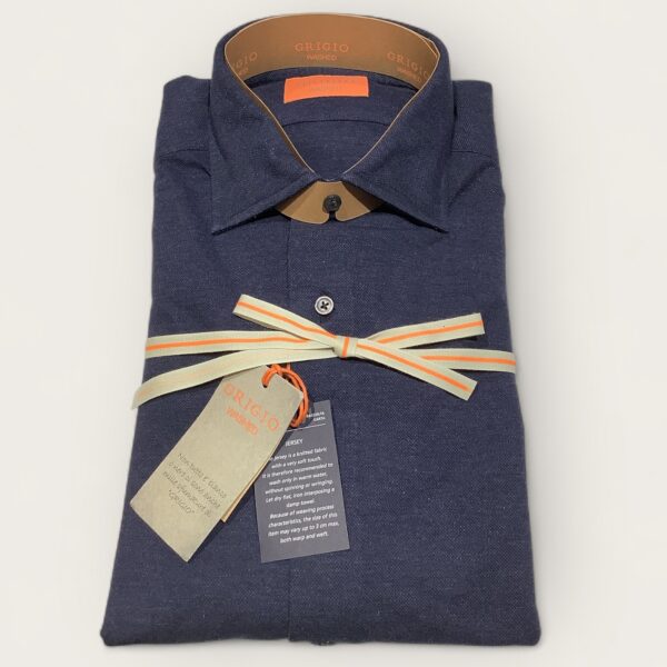 Grigio ‘Washed’ Jumper Navy Cotton Jersey Shirt