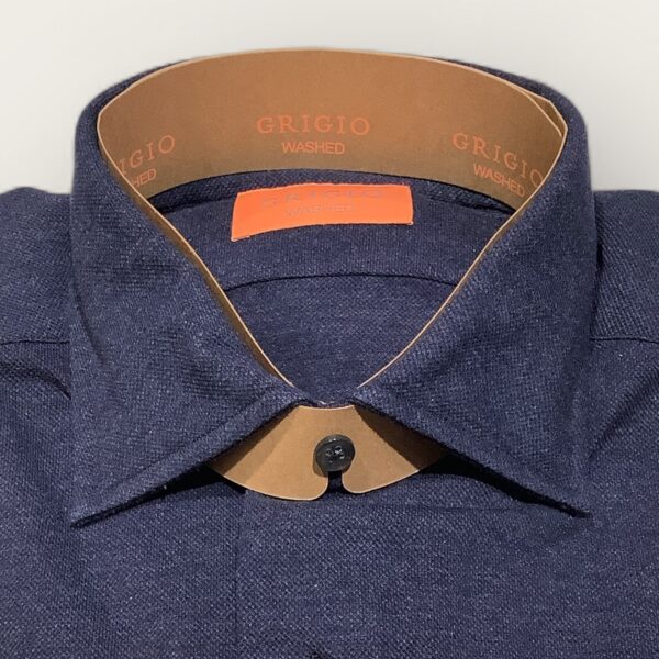 Grigio ‘Washed’ Jumper Navy Cotton Jersey Shirt - Image 2