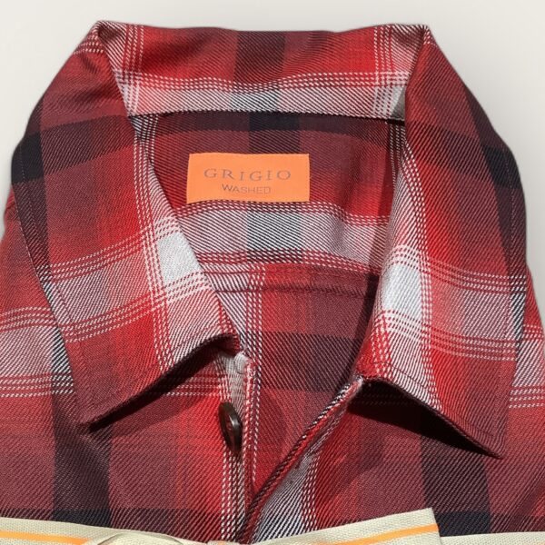 Grigio ‘Washed’ Ontario Red Checked Overshirt - Image 2