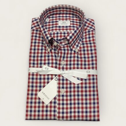 Grigio Red & Blue Check Twill Button Down Shirt