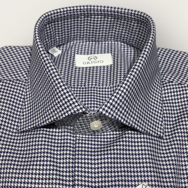 Grigio Navy Houndstooth Cotton Business Shirt - Image 2