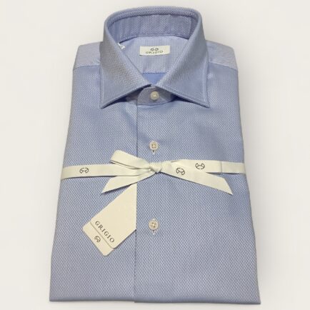 Grigio Sky Blue Textured Cotton Business Shirt