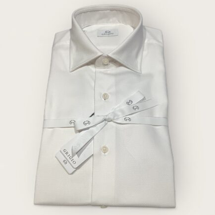 Grigio White Textured Cotton Business Shirt