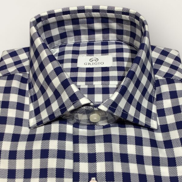 Grigio Navy & White Checked Cotton Business Shirt - Image 2