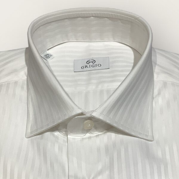Grigio Sky White Sateen Stripe Double Cuff Business Shirt - Image 2
