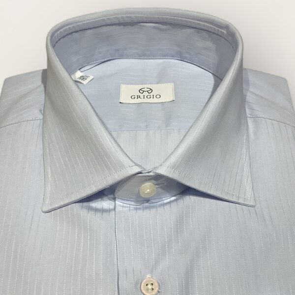 Grigio Sky Blue Self Stripe Double Cuff Business Shirt - Image 2