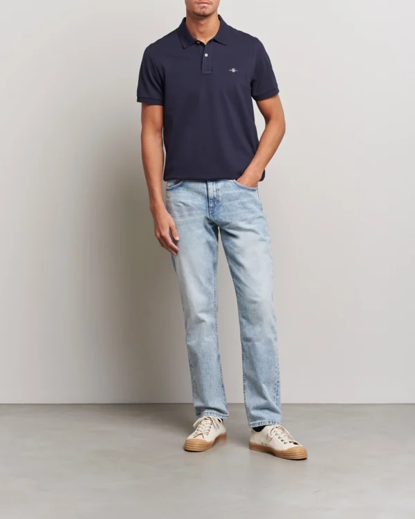 GANT Navy Blue Shield Piqué Polo - Image 2