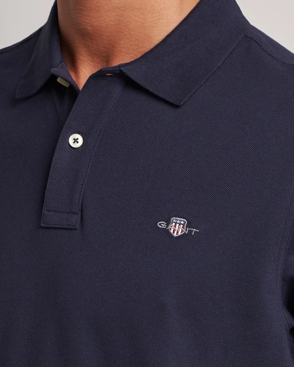GANT Navy Blue Shield Piqué Polo - Image 3