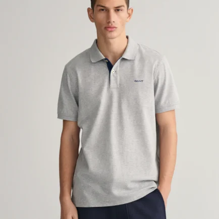 GANT Light Grey/Blue Contrast Piqué Polo