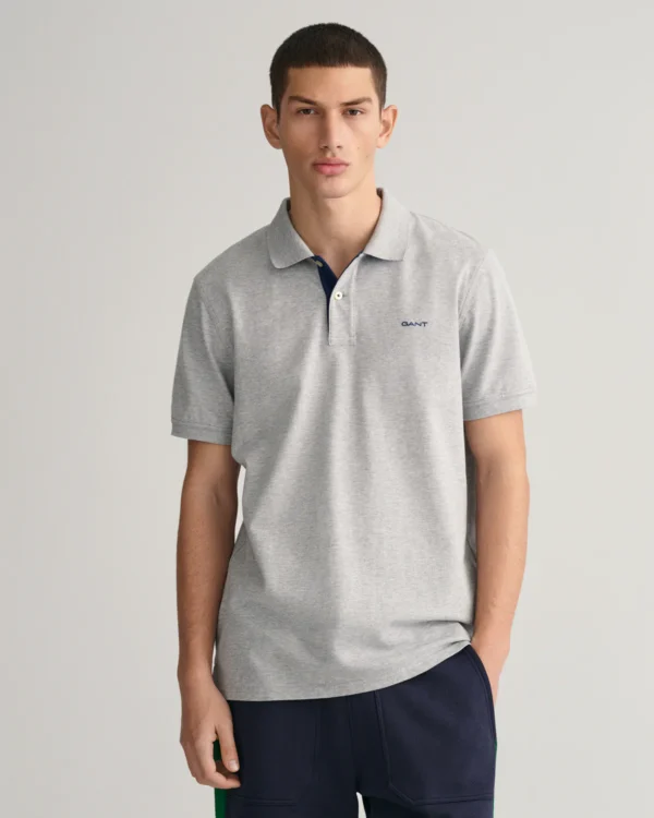 GANT Light Grey/Blue Contrast Piqué Polo