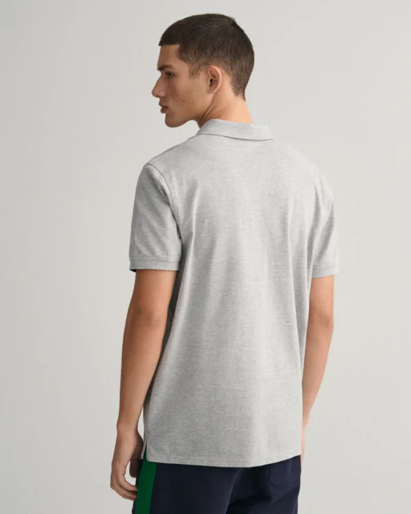 GANT Light Grey/Blue Contrast Piqué Polo - Image 2