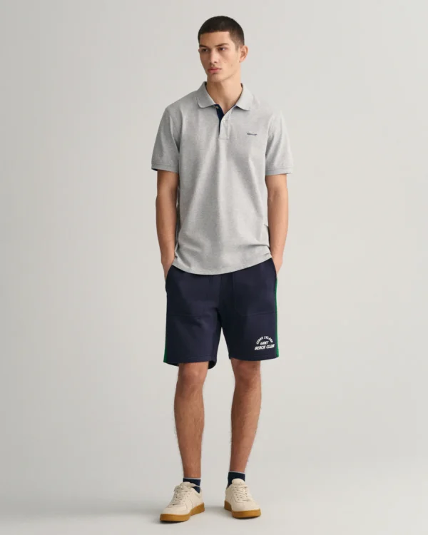 GANT Light Grey/Blue Contrast Piqué Polo - Image 4