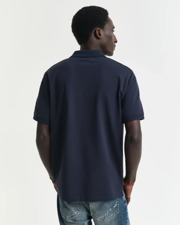 GANT Navy Blue/Red Contrast Piqué Polo - Image 2