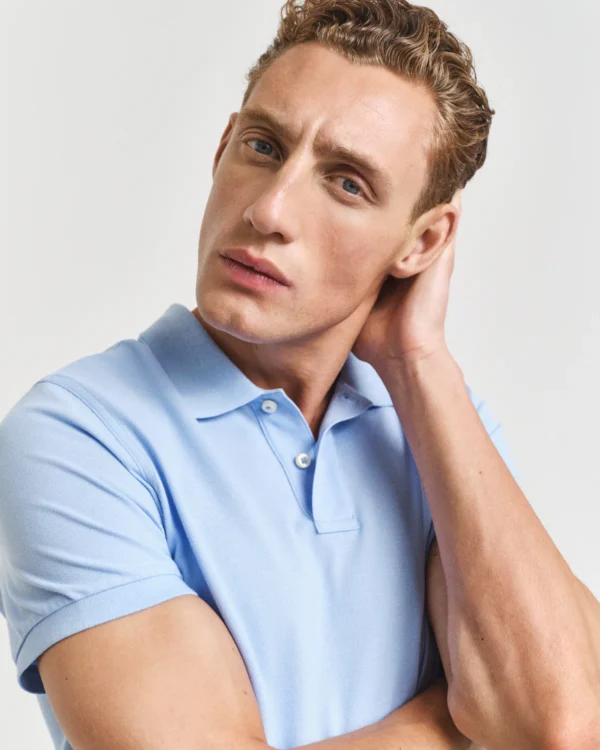 GANT Sky Blue Shield Piqué Polo - Image 3