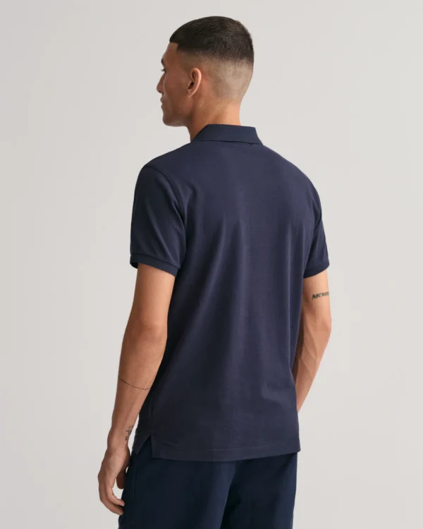 GANT Navy Blue Shield Piqué Polo - Image 2