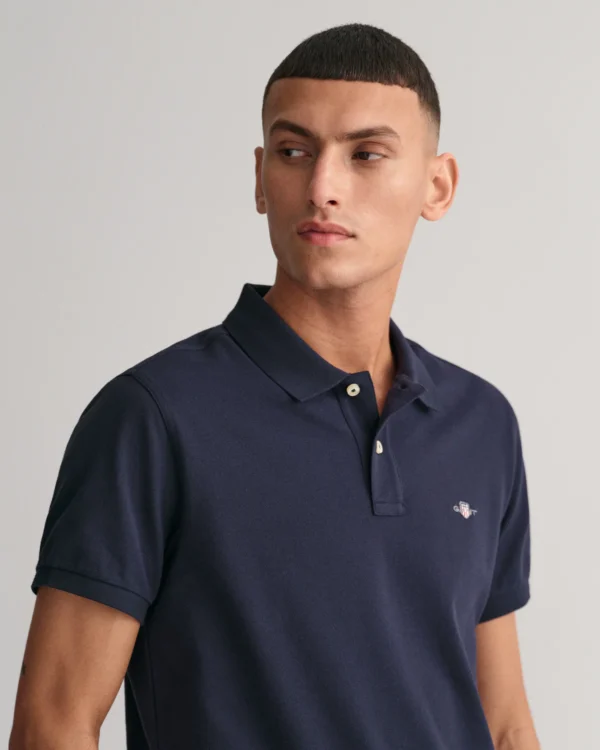 GANT Navy Blue Shield Piqué Polo - Image 3