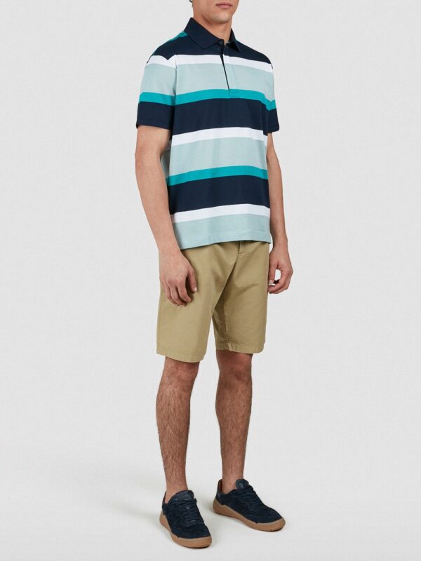 Paul & Shark Teal/Navy Stripe Jersey Cotton Polo Shirt - Image 4