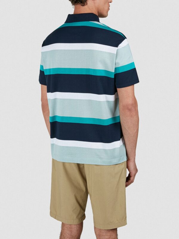Paul & Shark Teal/Navy Stripe Jersey Cotton Polo Shirt - Image 3