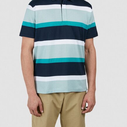 Paul & Shark Teal/Navy Stripe Jersey Cotton Polo Shirt