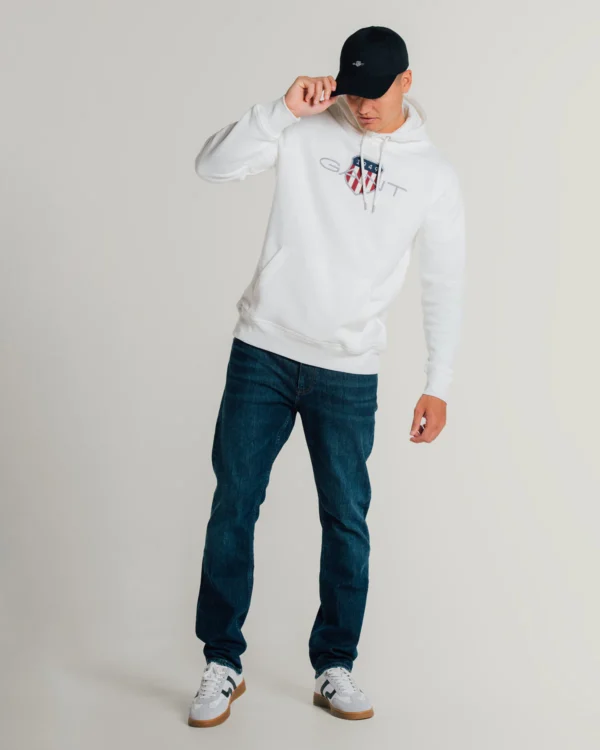 GANT White Archive Shield Hoodie - Image 4
