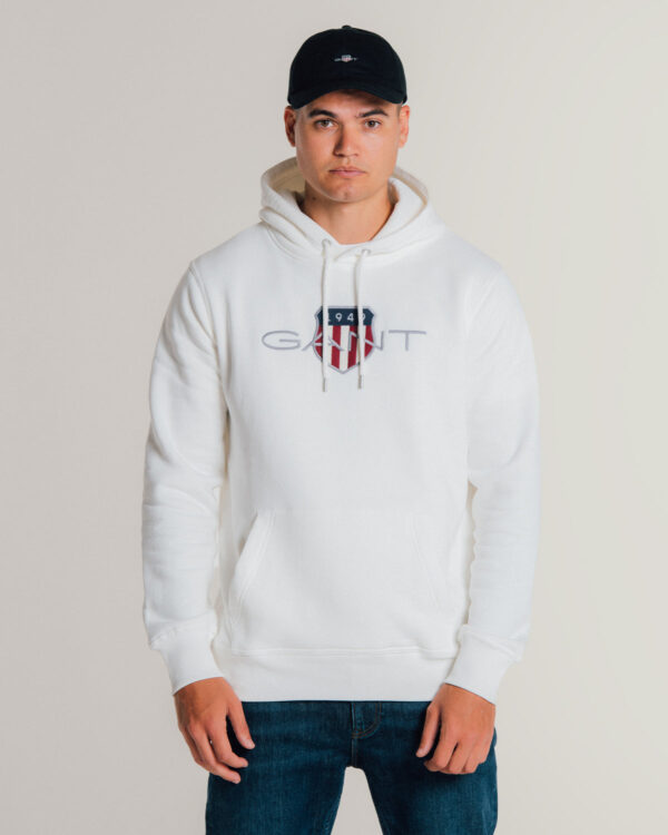 GANT White Archive Shield Hoodie